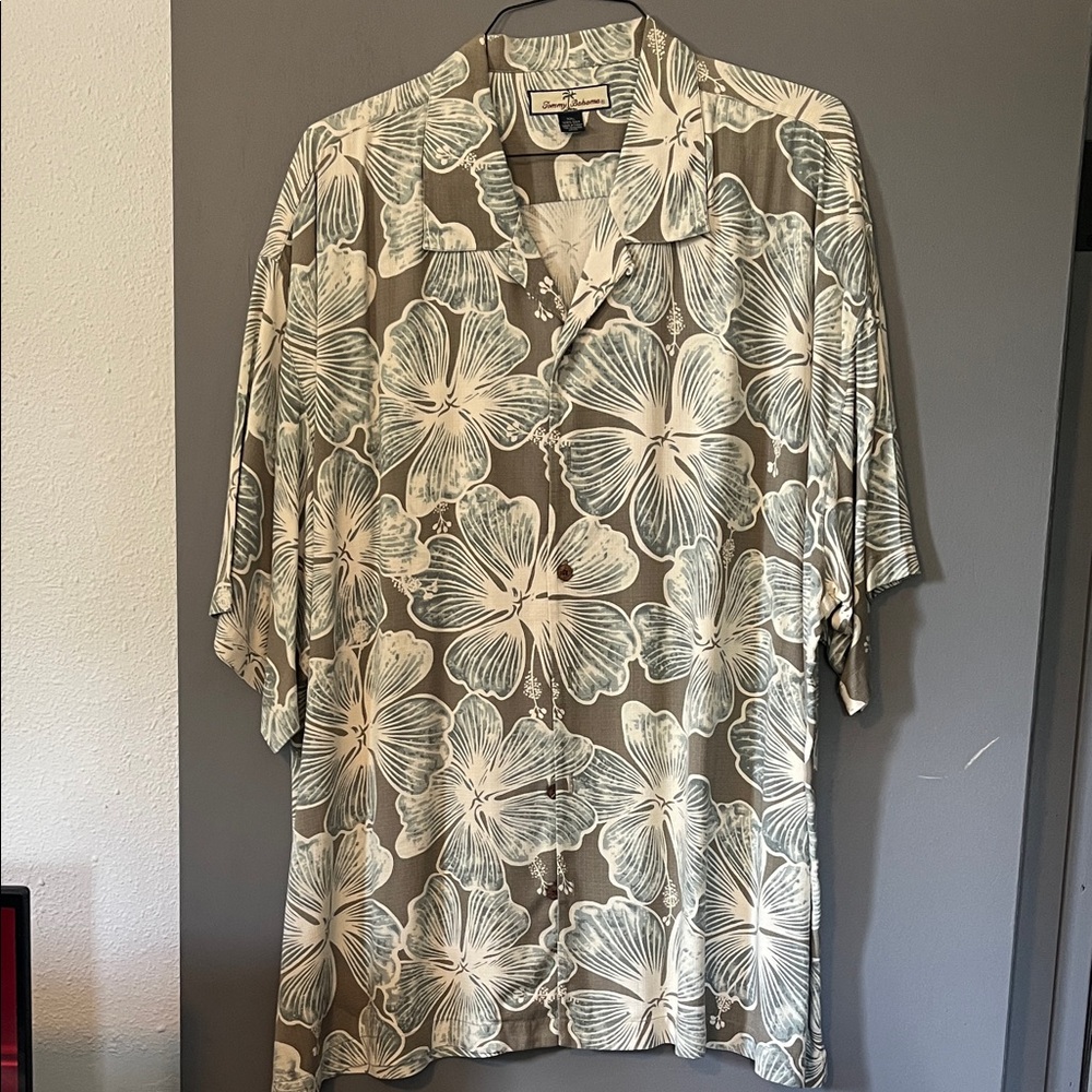 Tommy Bahama Beige and White Floral Shirt